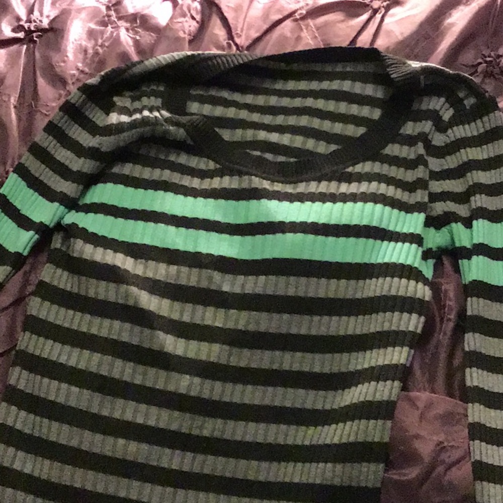 Striped mint and grey sweater